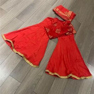Indian outfit gharara suit rust  red colour
